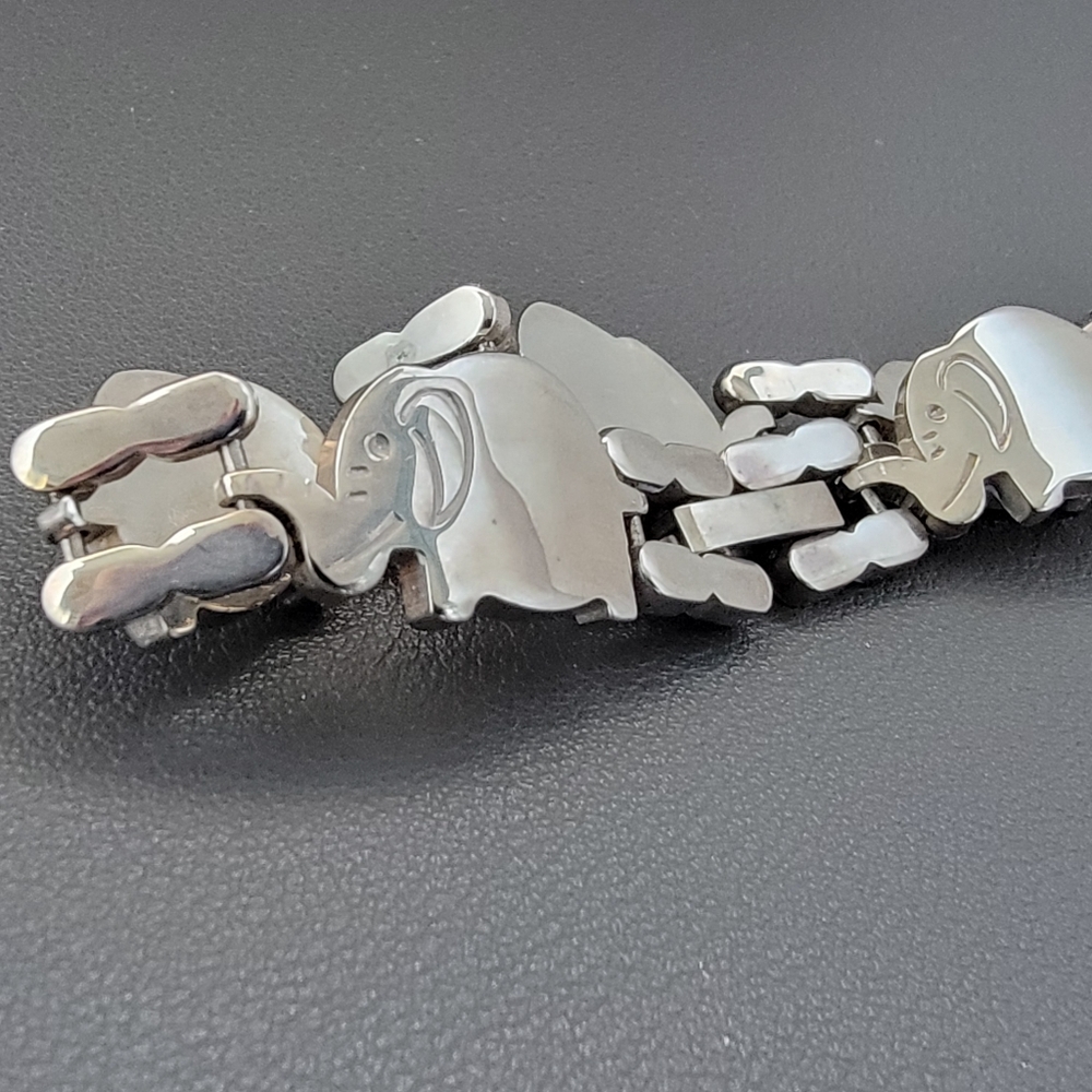 Solid Sterling Silver Elephant Link Bracelet Symb… - image 3